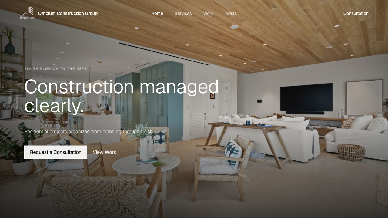 Officium live website homepage